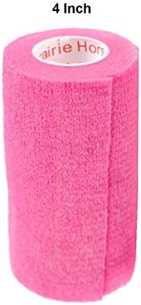 2 Pack Premium Vet Wrap - Self Adhesive Bandage Wrap & Athletic Tape - 4" x 5 Yards Elastic & Self-Sticking Cohesive Bandage for Pets, Sports, Wrists & Ankles - Neon Pink by Prairie Horse Supply