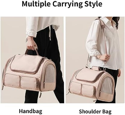 FUKUMARU Cat Carrier, Airline Approved Dog Carrier with Rollable Cover