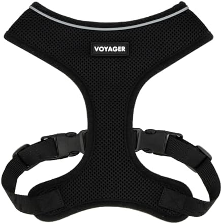 Best Pet Supplies Voyager Aerolite Over the Head Dog Harness, No Pull Breathable Air Mesh Vest, Quick Dry with Reflective Stitching, Adjustable Escape Resistant Harness - Black, Small