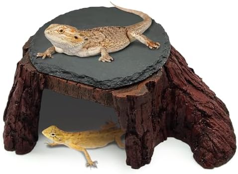 Bearded Dragon Basking Platform,Reptile Hide Cave with Basking Rock