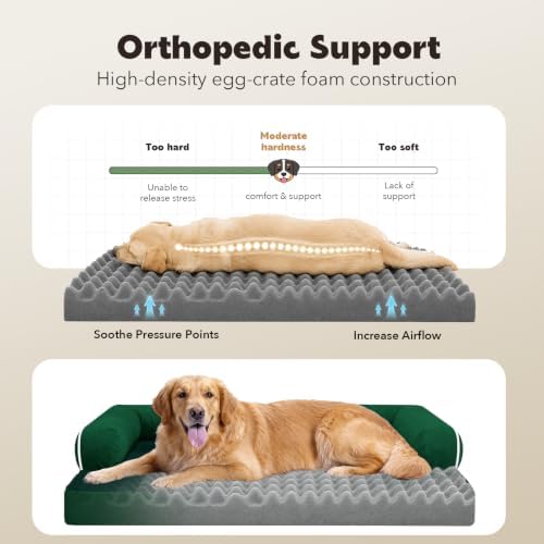MEKIY Orthopedic XL Dog Bed with Bolster for Extra Large Size Dogs