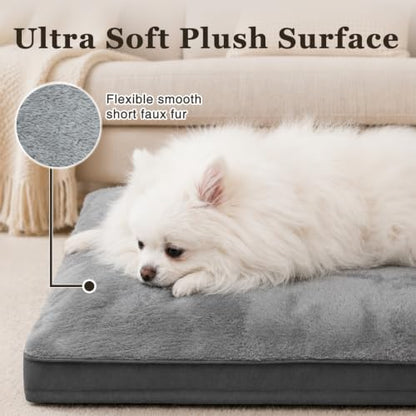NUPIDA Waterproof Small Dog Bed for Crate with Washable Cover, 23x17, Grey
