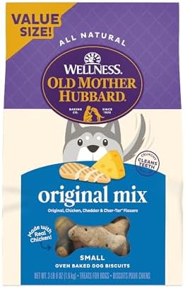 Wellness Old Mother Hubbard Classic Original Mix Dog Biscuits, Natural Training Treats, 4 Flavors, Small Size, 3.8 lb Bag
