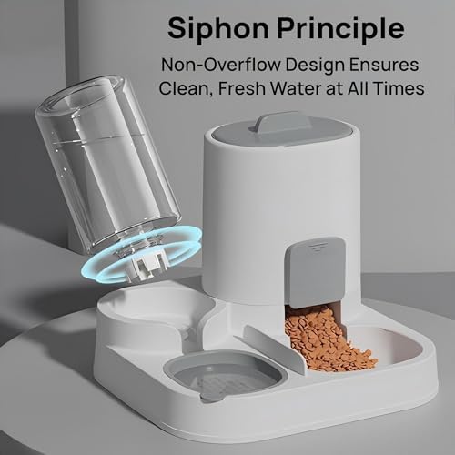 Automatic Cat Feeder and Water Dispenser, 2-in-1 Gravity Food Bowl Station