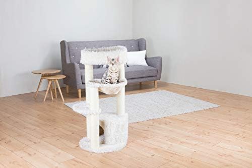 TRIXIE Baza Cat Tower – Cat Tree with Jute Scratching Posts, Condo, Hammock & Removable Bed – Indoor Cat Furniture for Scratching & Climbing – Cream, 22.4" x 18.5" x 38.6"