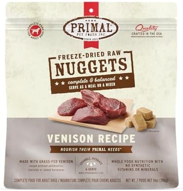 Primal Freeze Dried Raw Dog Food Nuggets, Venison, 14 oz