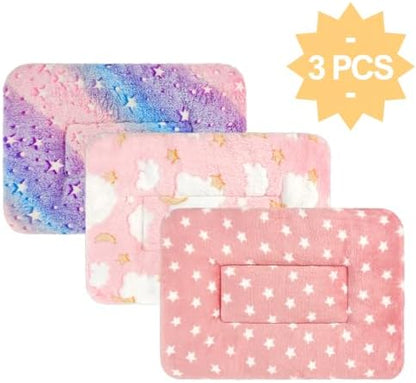 3PCS Guinea Pig Bed, Soft Rabbit Bedding, Fleece Bunny Mat