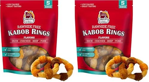 Country Kitchen Rawhide Free Kabob Rings Dog Chews, Made with Real Chicken, Beef, Pork, and Duck, 5 Count (Pack of 2)