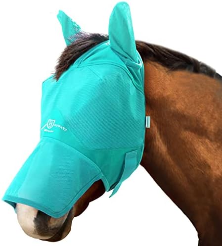 Harrison Howard UV-Proof Forelock Opening Reliable Protection Horse Fly Mask Long Nose with Ears Mint Warmblood Extra Large