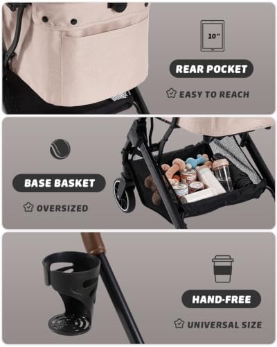 797Audio Dog Cat Stroller for Small Medium Pets,3-in-1 Foldable Pet Stroller with Detachable Carrier,Car Seat,One Click Folding,All-Terrain 4 Wheels,Adjustable Canopy with Sun Shades,Max 121lbs(Beige)