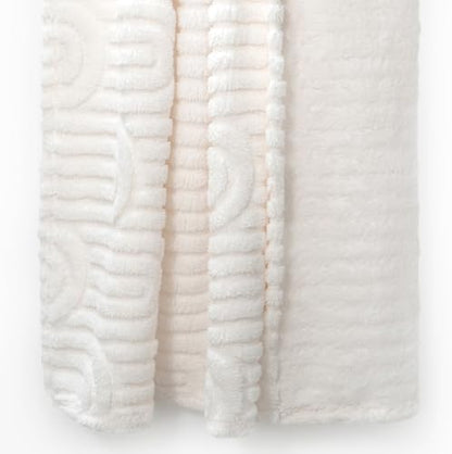 Americanflat 50x60 Jacquard Fleece Throw Blanket - Soft and Breathable Throw Blanket for Couch, Bed, Chair - Fleece Blankets Perfect for Home, Bedroom, or Outdoor Use - Rainbow Design in Cream