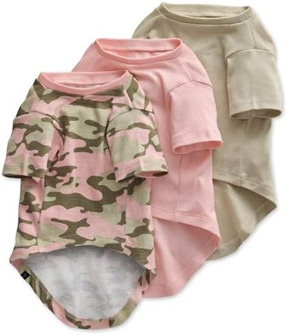 Pet Passion Toby II Dog T-Shirt, 3 Pack, Pink Camo, Large