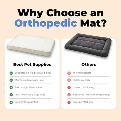Best Pet Supplies Orthopedic Dog Bed with Memory Foam, Washable Dog Crate Mat for Small, Medium & Large Dogs, Thick Mattress for Crates, Kennels or Floor, Waterproof Pet Bed - Beige, 24 x 16 x 3