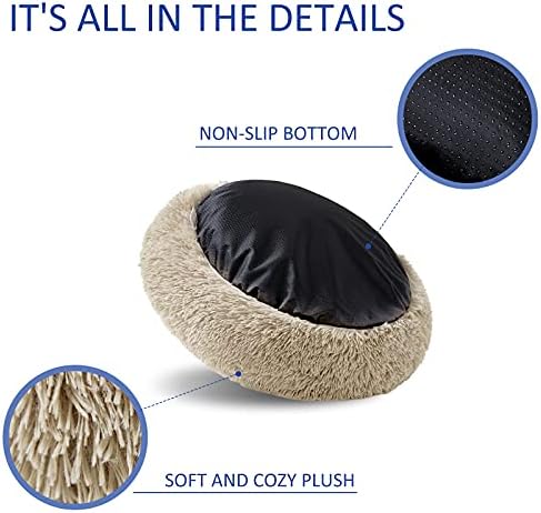 Washable Dog Round Bed - Large Donut Dog Bed, Comfy Calming Cuddler
