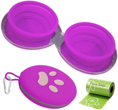 2-in-1 Collapsible Dog Travel Bowl Portable Silicone Carabiner