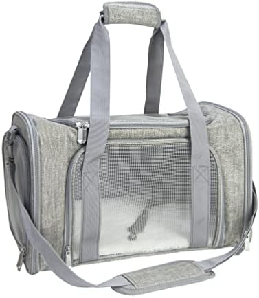 Soft Sided Carrier for Small Medium Cats Dogs,TSA Airline Approved Collapsible Travel Pet Carrier Medium Grey