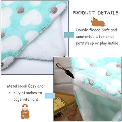 BOAO 2 Pcs Guinea Pig Rat Hammock for Pet, Mint Green, Pink, Heart Pattern