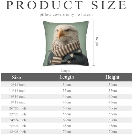InkRain Winter Animal Cute Bald Eagle Pillow Cover 22x22 Inch Set of 2 Home Decor Decorative Cotton Linen Illustration Pillowcases for Living Room House Sofa