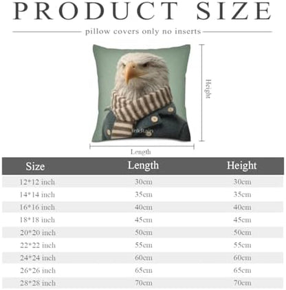 InkRain Winter Animal Cute Bald Eagle Pillow Cover 24x24 Inch Set of 2 Home Decor Decorative Cotton Linen Illustration Pillowcases for Living Room House Sofa
