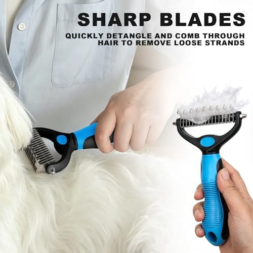Blue Pet Grooming Kit 3Pcs Dematting Comb for Dogs&Cats Shedding