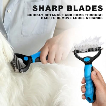 Blue Pet Grooming Kit 3Pcs Dematting Comb for Dogs&Cats Shedding