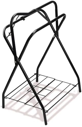 Saddle Rack Portable Folding Horse Saddle Stand for English and Western Saddles,28" L x 19" W x 37.5" H,Black