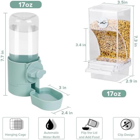 lemtrflo No Mess Bird Feeder Water Dispenser Set, Bird Feeder for Cage