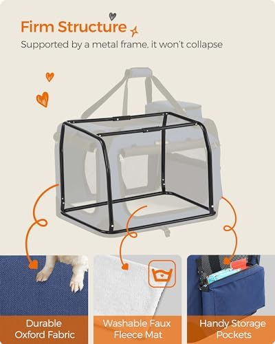 Feandrea Collapsible Soft Dog Crate, Portable Travel Carrier, 24 Inches