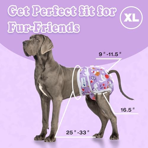 Pet Soft Female Dog Diapers, 3 Pack Washable Dog Diapers Female for Dogs in Heat Reusable Dogs Period Panties, Puppy Diapers (New Animals, XL)