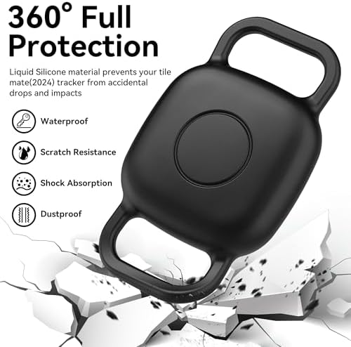 DDJ Waterproof Dog Collar Holder for Life360 Tile Mate Tracker, 4-Pack Durable Silicone Cover, Anti Lost for Tile Tracker Case for Cat & pet Collars, Easy Installation, Black, Pink Punch, Blue, Pink
