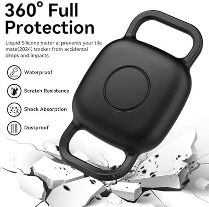 DDJ Waterproof Dog Collar Holder for Life360 Tile Mate Tracker, 4-Pack Durable Silicone Cover, Anti Lost for Life 360 Tile Tracker Case for Cat & pet Collars (Black, Navy Blue, Pink,White)