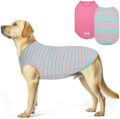 KYEESE 2Pack Cotton Dog Shirt for Medium Large Dogs Soft Striped Tank Top