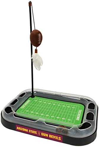 Pets First 5-in-1 Interactive Cat Toy - Cat Scratcher, Ball, Bell, Wand & Plush Football with Feathers & Catnip