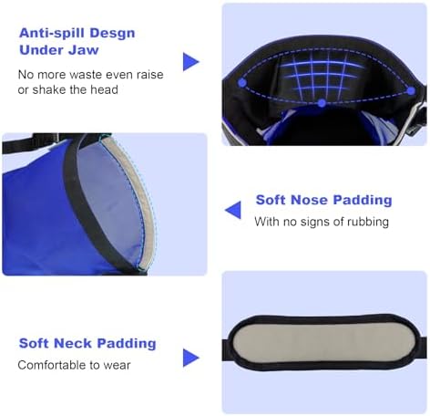 Horse Feed Bag for Grain, Breathable Muzzle Feed Bags for Horses, Universal Mesh Feedbag for Feeding Grain, Anti-Spill Design Feeder, Durable Nose Bag with Solid Bottom (Blue)