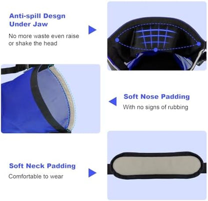 Horse Feed Bag for Grain, Breathable Muzzle Feed Bags for Horses, Universal Mesh Feedbag for Feeding Grain, Anti-Spill Design Feeder, Durable Nose Bag with Solid Bottom (Blue)
