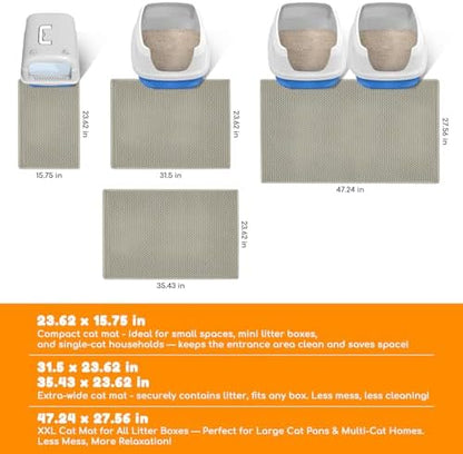 Cat Litter Mat 47"x27",Double Layer EVA litterbox Mat Beige