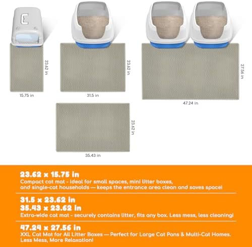 Cat Litter Mat 31"x24",Double Layer EVA litterbox Mat Beige
