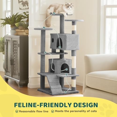 DUMOS 54 Inch Cat Tree Tower with Scratching Posts, Indoor Use