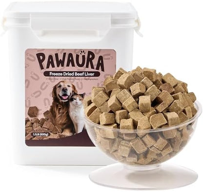 Freeze Dried Beef Liver Treats for Dogs & Cats, (1.1lb) Value Tub