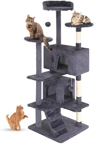 FDW | 54" Cat Tree Tower | Ashy | Multi-Level Indoor Activity Center