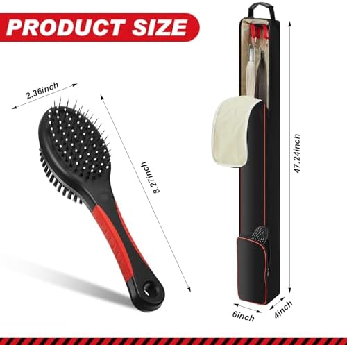 Dansydaisy Fake Horse Tail Bag with Double Sided Comb Brush, Red Black