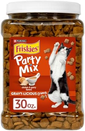 Friskies Purina Party Mix Gravylicious Crunch Cat Treats, 30 oz Canister
