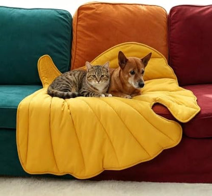 Letalong Extra Large Leaf Shaped Dog Blanket 50x45'', Soft Plush Puppy Bed Mat for Small Medium Large Dogs, Machine Washable Pet Throw for Couch, Sofa & Furniture Protection, Durable & Cozy