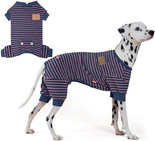 KYEESE Striped Dog Pajamas for Medium Large Dogs Thermal Fleece Onesie