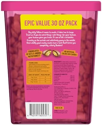 Bonkers Bites Paw Lickin Grain-Free Chicken Crunchy Cat Treats, 30 oz tub