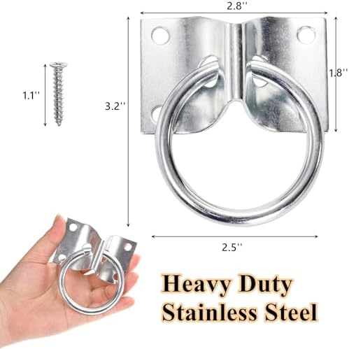 Cididu 16 Pack Cross Tie Ring for Horse, Block Tie Ring with Screws, Wall Mount Horse Tie Ring, Stainless Steel Hitching Ring Tie Down Hooks Horse Barn Supplies for Livestock Stable Stall Racetrack