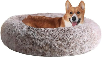 JOLLYVOGUE Dog Bed, Calming Anti-Anxiety Large Dog Bed, Fluffy Donut Cushion for Medium and Large Pets (31")