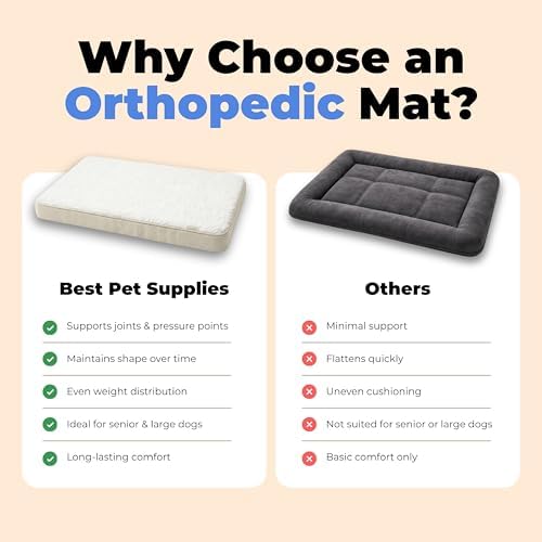 Best Pet Supplies Orthopedic Dog Bed with Memory Foam, Washable Dog Crate Mat for Small, Medium & Large Dogs, Thick Mattress for Crates, Kennels or Floor, Waterproof Pet Bed - Beige, 41 x 29 x 4
