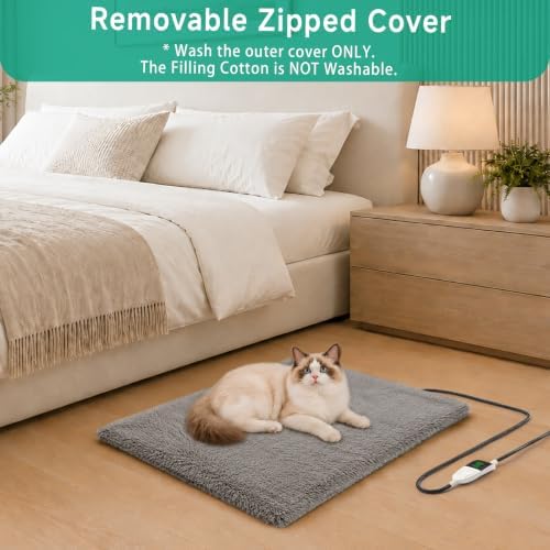 Smart Heated Cat Bed Cave Pet House Cushion Indoor Cats & Small Dogs, Washable & Foldable, 21.72x15.8 inches, Gray L