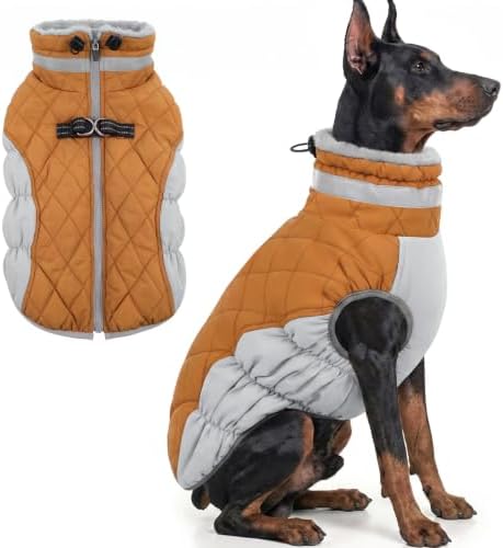 AOFITEE Dog Jacket for Large Dogs Warm Dog Winter Coats with Harness